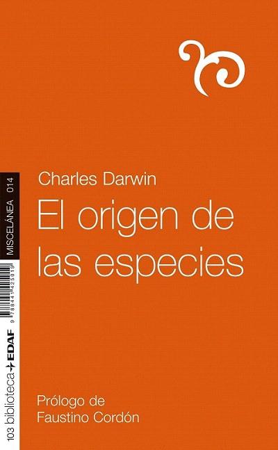 EL ORIGEN DE LAS ESPECIES col miscelania edaf | 9788441425019 | CHARLES DARWIN | Llibres Parcir | Llibreria Parcir | Llibreria online de Manresa | Comprar llibres en català i castellà online