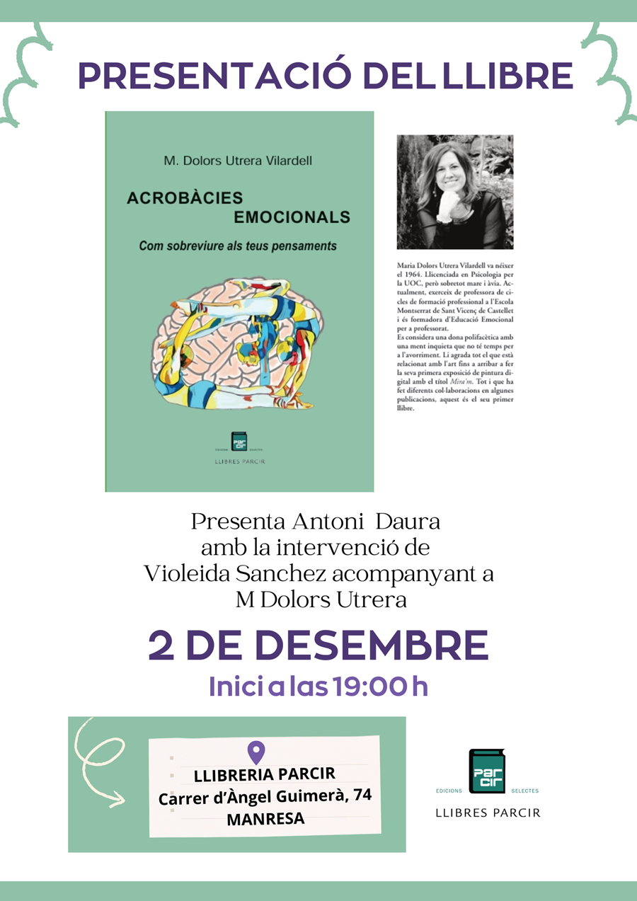 Presentació "Acrobàcies emocionals", de M. Dolors Utrera - Llibres Parcir | Llibreria Parcir | Llibreria online de Manresa | Comprar llibres en català i castellà online