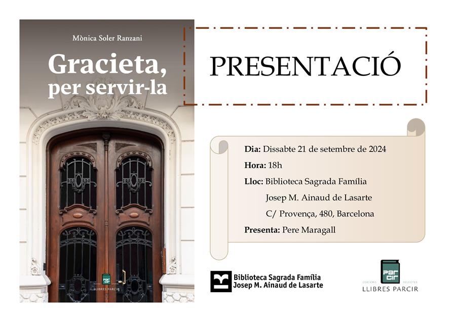 Presentació "Gracieta, per servir-la", de Mònica Soler Ranzani - Llibres Parcir | Llibreria Parcir | Llibreria online de Manresa | Comprar llibres en català i castellà online